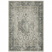 6' X 9' Grey Blue And Teal Oriental Power Loom Stain Resistant Area Rug