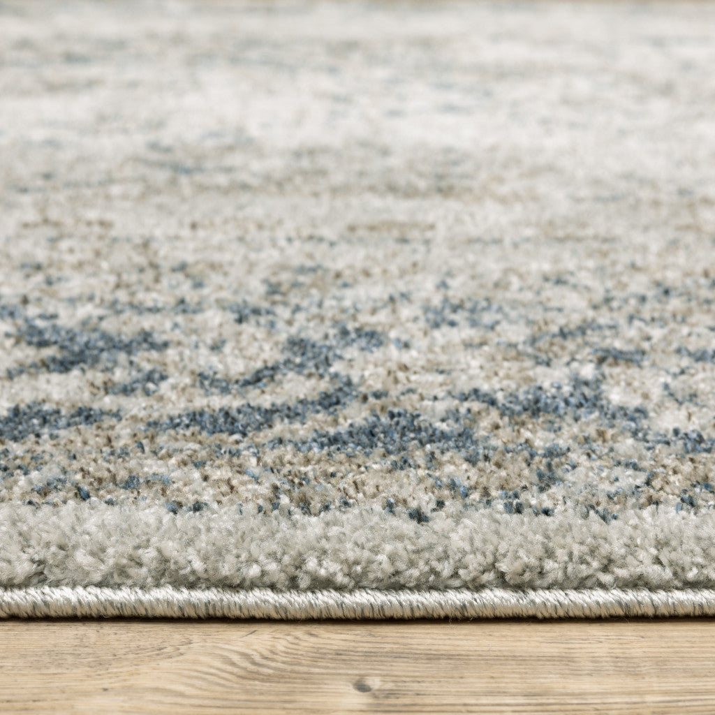 10' X 13' Grey Blue And Teal Oriental Power Loom Stain Resistant Area Rug