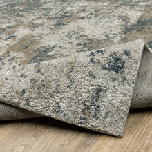 2' X 8' Teal Grey Tan And Beige Abstract Power Loom Stain Resistant Runner Rug