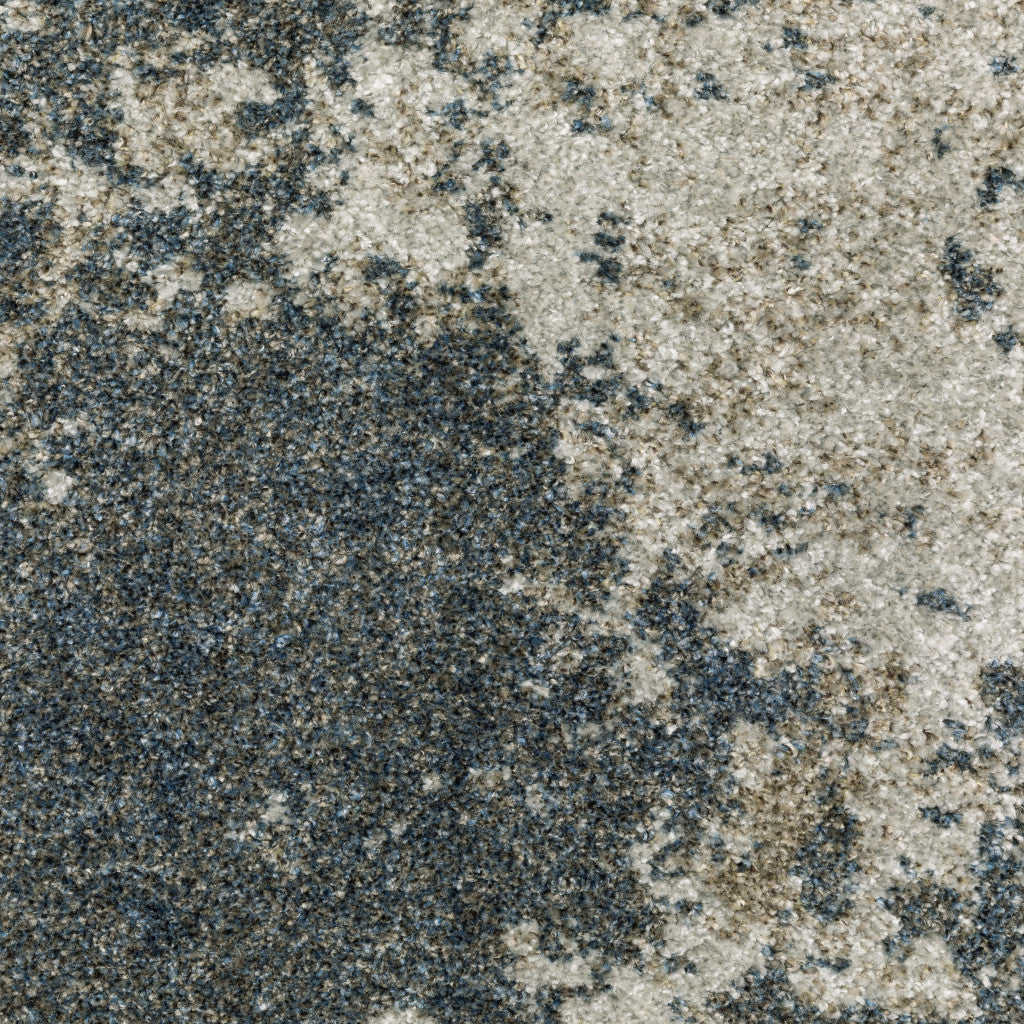 3' X 5' Teal Grey Tan And Beige Abstract Power Loom Stain Resistant Area Rug