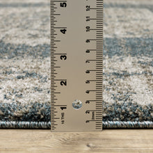 6' X 9' Blue And Beige Oriental Power Loom Stain Resistant Area Rug