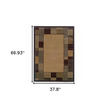 4' X 6' Beige Abstract Power Loom Stain Resistant Area Rug
