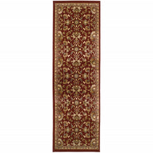 2' X 8' Red Floral Power Loom Stain Resistant Runner Rug