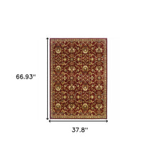 4' X 6' Red Floral Power Loom Stain Resistant Area Rug