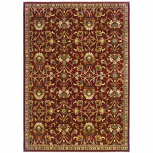 8' X 10' Red Floral Power Loom Stain Resistant Area Rug