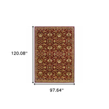 8' X 10' Red Floral Power Loom Stain Resistant Area Rug