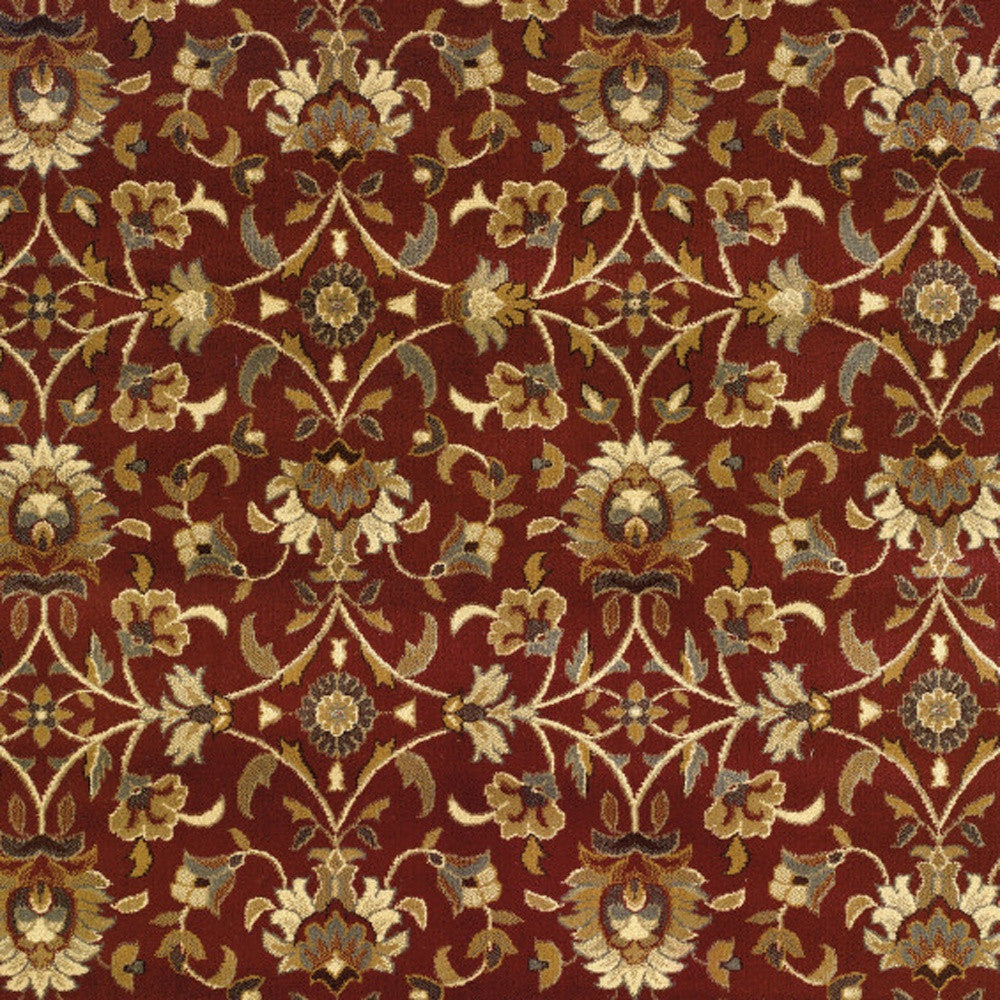 8' X 10' Red Floral Power Loom Stain Resistant Area Rug