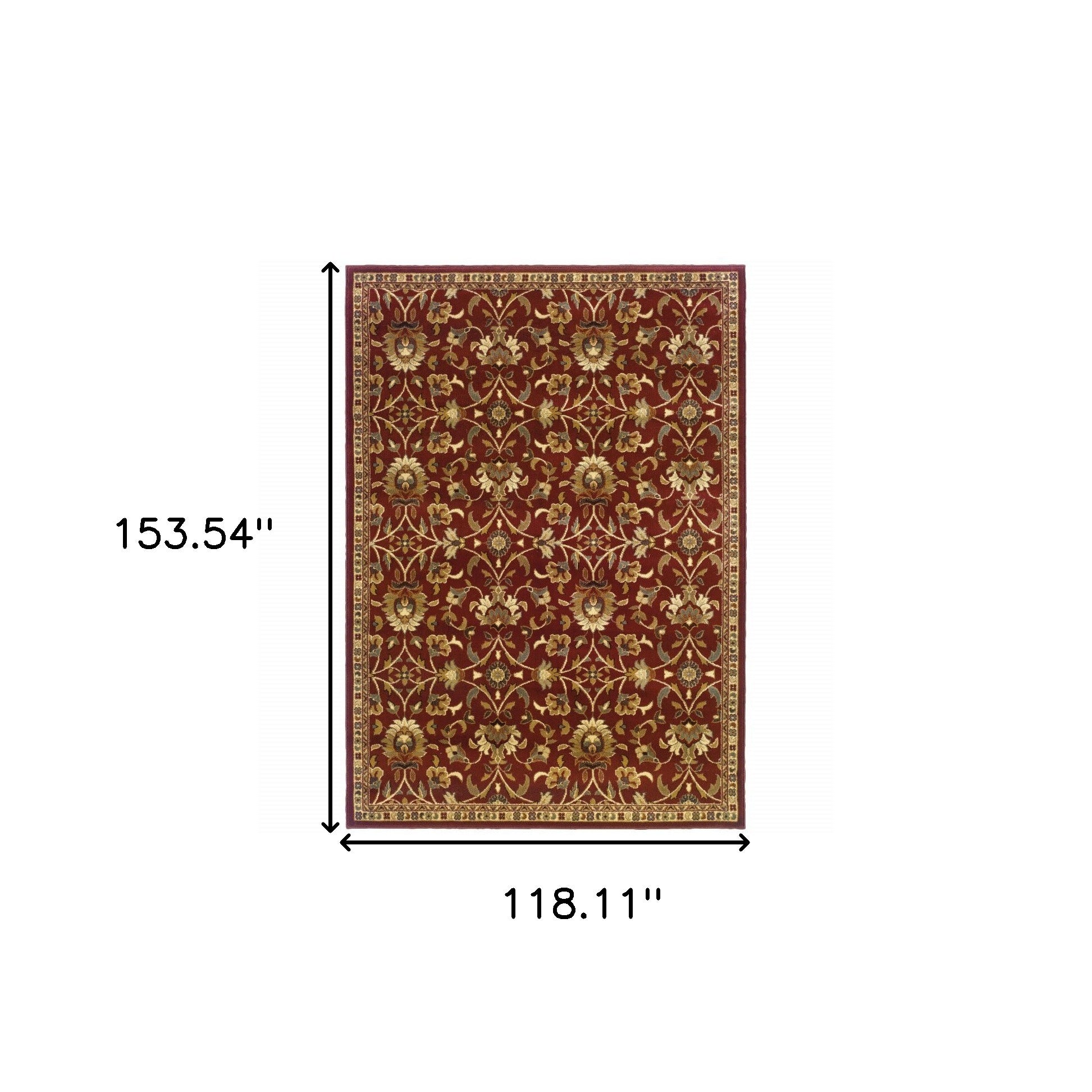 10' X 13' Red Floral Power Loom Stain Resistant Area Rug