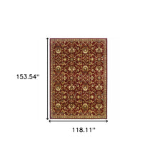 10' X 13' Red Floral Power Loom Stain Resistant Area Rug