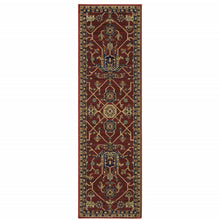 2' X 8' Red And Blue Oriental Power Loom Stain Resistant Runner Rug