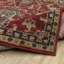 2' X 8' Red And Blue Oriental Power Loom Stain Resistant Runner Rug