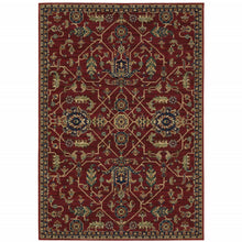 6' X 9' Red And Blue Oriental Power Loom Stain Resistant Area Rug