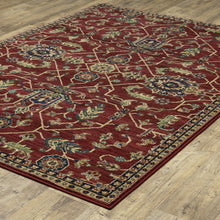 6' X 9' Red And Blue Oriental Power Loom Stain Resistant Area Rug