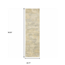 2' X 8' Grey Ivory Beige And Taupe Abstract Power Loom Stain Resistant Runner Rug