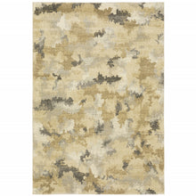 6' X 9' Beige Grey And Gold Abstract Power Loom Stain Resistant Area Rug