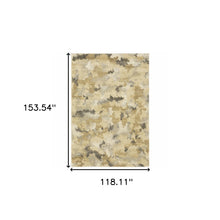 10' X 13' Beige Grey And Gold Abstract Power Loom Stain Resistant Area Rug
