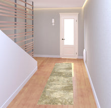 2' X 8' Beige Grey Tan And Gold Abstract Power Loom Stain Resistant Runner Rug