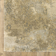 2' X 8' Beige Grey Tan And Gold Abstract Power Loom Stain Resistant Runner Rug