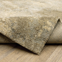 2' X 8' Beige Grey Tan And Gold Abstract Power Loom Stain Resistant Runner Rug