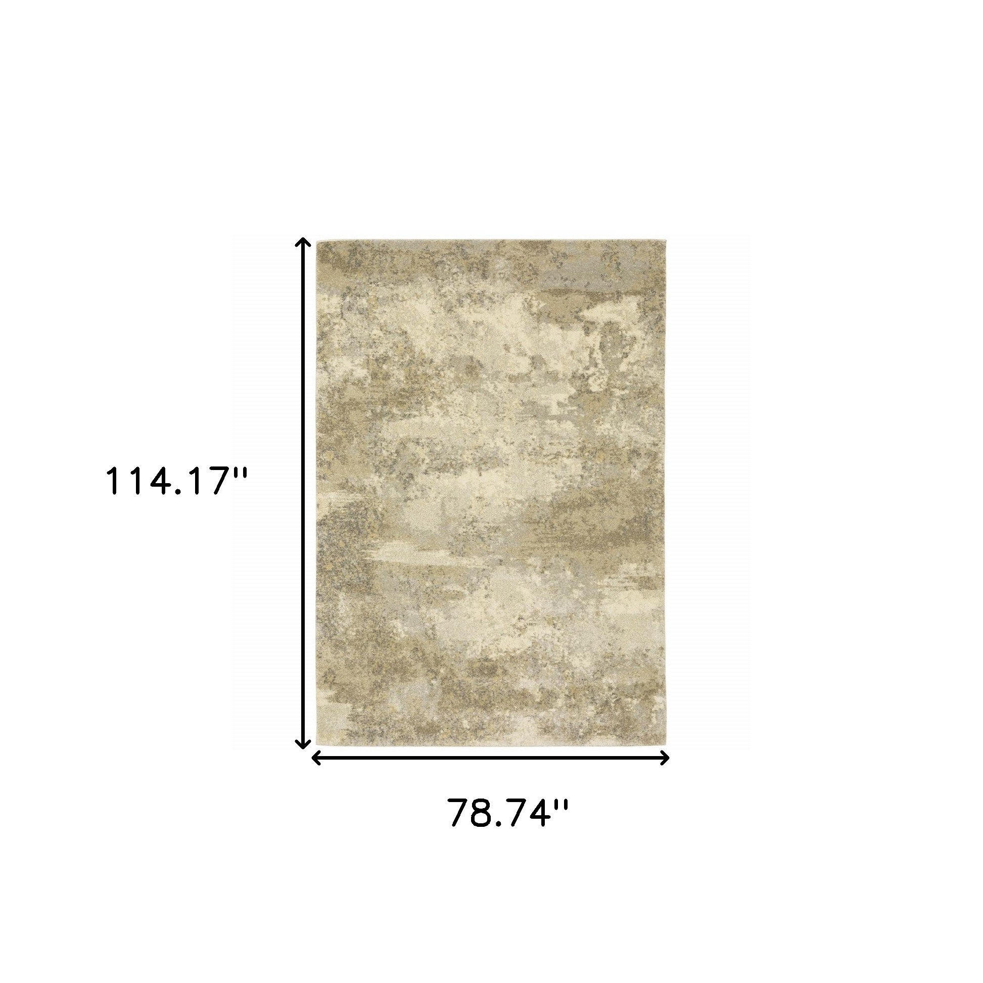 6' X 9' Beige Grey Tan And Gold Abstract Power Loom Stain Resistant Area Rug