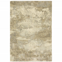 6' X 9' Beige Grey Tan And Gold Abstract Power Loom Stain Resistant Area Rug