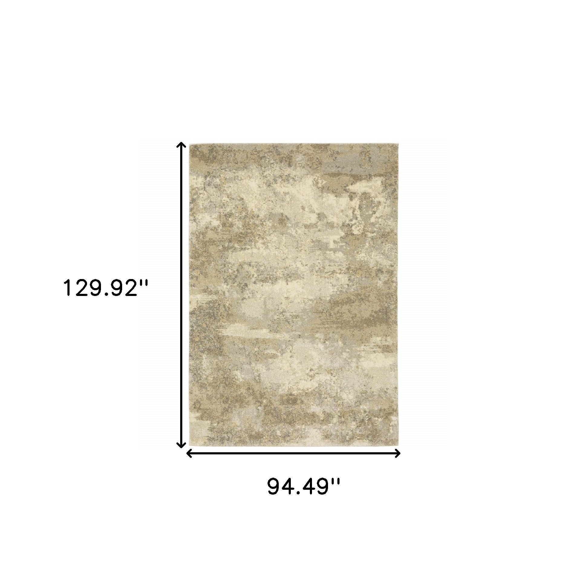 8' X 11' Beige Grey Tan And Gold Abstract Power Loom Stain Resistant Area Rug