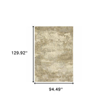 8' X 11' Beige Grey Tan And Gold Abstract Power Loom Stain Resistant Area Rug