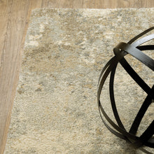 8' X 11' Beige Grey Tan And Gold Abstract Power Loom Stain Resistant Area Rug