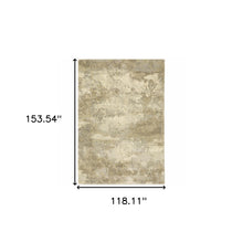 10' X 13' Beige Grey Tan And Gold Abstract Power Loom Stain Resistant Area Rug