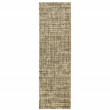 2' X 8' Beige Brown Tan And Blue Green Abstract Power Loom Stain Resistant Runner Rug
