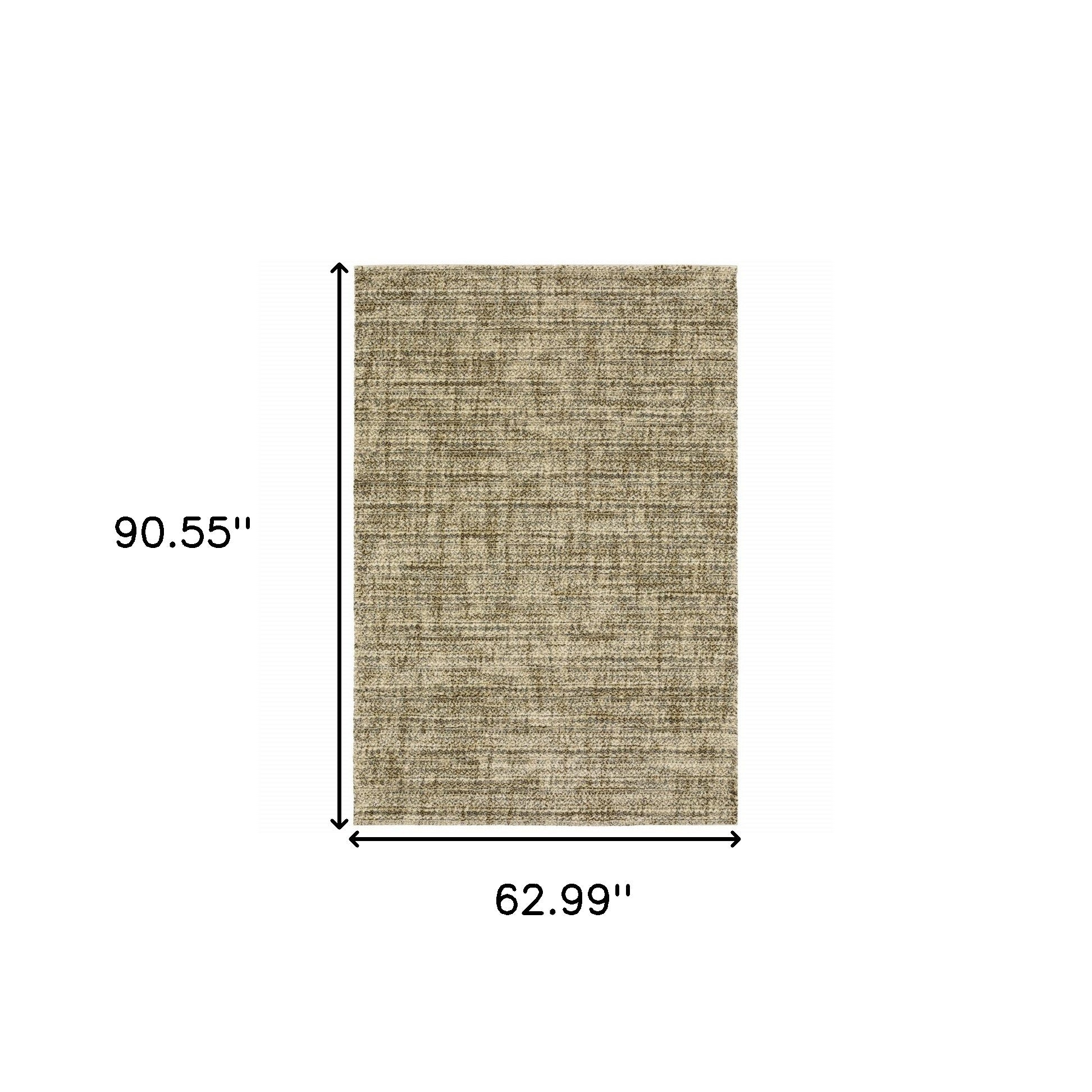 5' X 8' Beige Brown Tan And Blue Green Abstract Power Loom Stain Resistant Area Rug