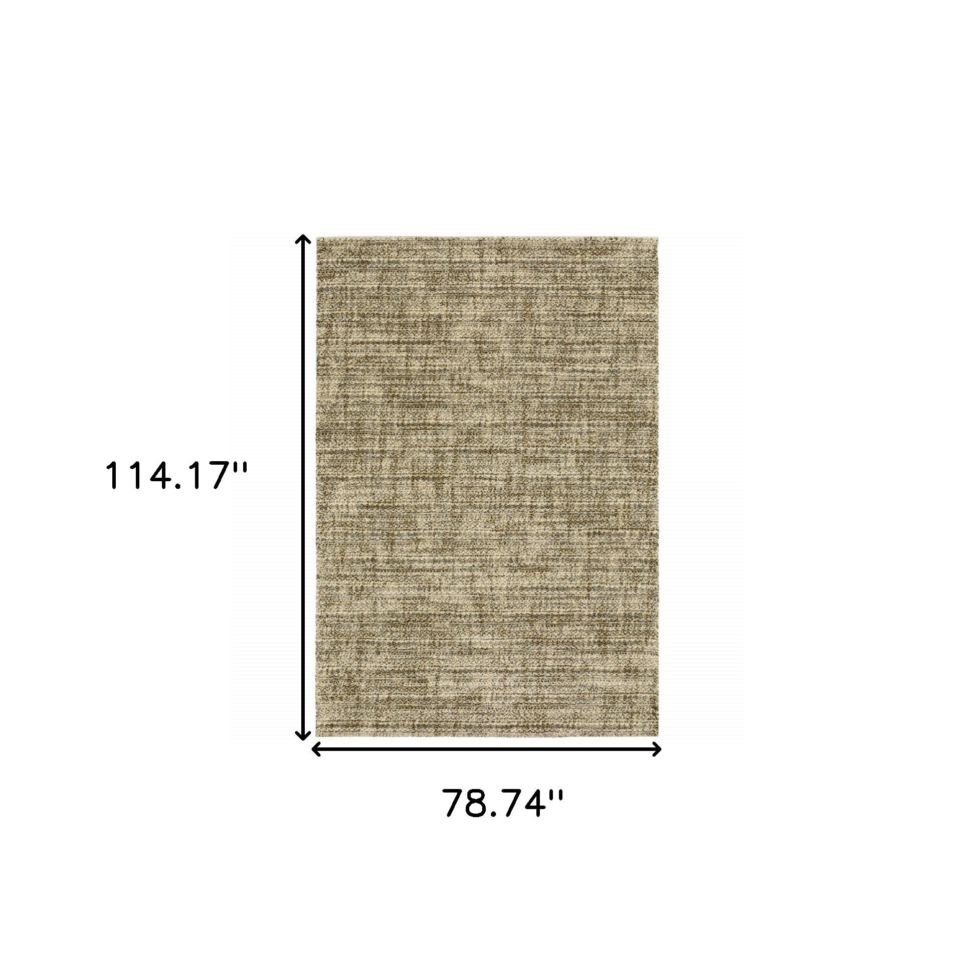 6' X 9' Beige Brown Tan And Blue Green Abstract Power Loom Stain Resistant Area Rug