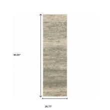 2' X 8' Grey Beige And Tan Abstract Power Loom Stain Resistant Runner Rug