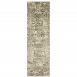 2' X 8' Grey Ivory Beige And Taupe Oriental Power Loom Stain Resistant Runner Rug