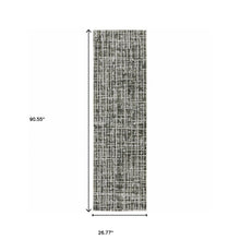 2' X 8' Grey And Ivory Abstract Power Loom Stain Resistant Runner Rug