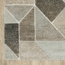 8' X 11' Grey Brown Beige Tan Taupe And Ivory Geometric Power Loom Stain Resistant Area Rug