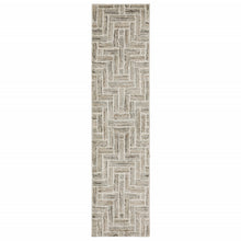 2' X 8' Beige And Ivory Geometric Power Loom Runner Rug