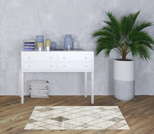 3' X 5' Beige Grey Tan And Brown Geometric Power Loom Stain Resistant Area Rug