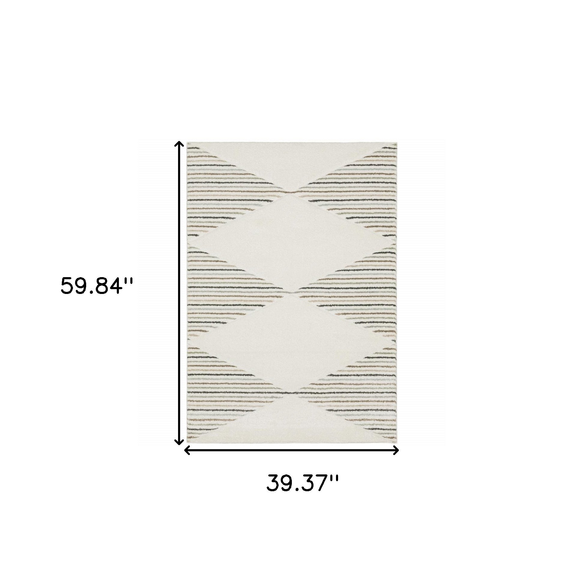 Beige Grey Sage Green Pale Blue Brown And Charcoal Geometric Power Loom Stain Resistant Area Rug - 3' x 5'