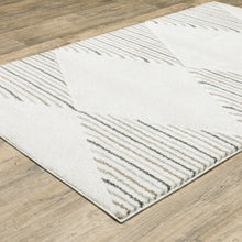 Beige Grey Sage Green Pale Blue Brown And Charcoal Geometric Power Loom Stain Resistant Area Rug - 3' x 5'