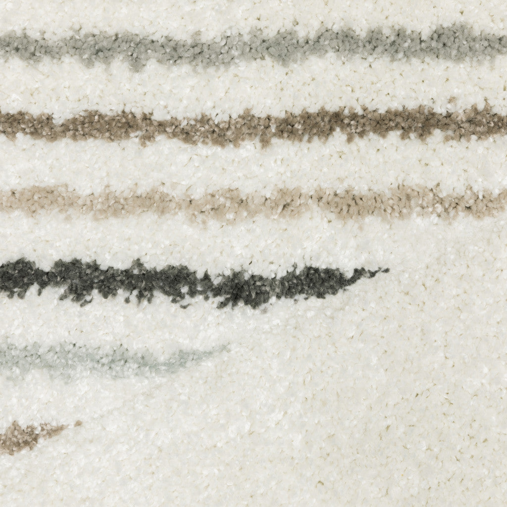 Beige Grey Sage Green Pale Blue Brown And Charcoal Geometric Power Loom Stain Resistant Area Rug - 3' x 5'