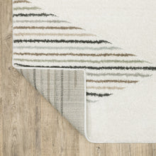 Beige Grey Sage Green Pale Blue Brown And Charcoal Geometric Power Loom Stain Resistant Area Rug - 8' x 11'