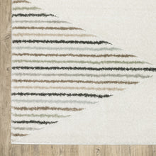 Beige Grey Sage Green Pale Blue Brown And Charcoal Geometric Power Loom Stain Resistant Area Rug - 8' x 11'