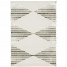 Beige Grey Sage Green Pale Blue Brown And Charcoal Geometric Power Loom Stain Resistant Area Rug - 10' x 13'