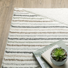 Beige Grey Sage Green Pale Blue Brown And Charcoal Geometric Power Loom Stain Resistant Area Rug - 10' x 13'
