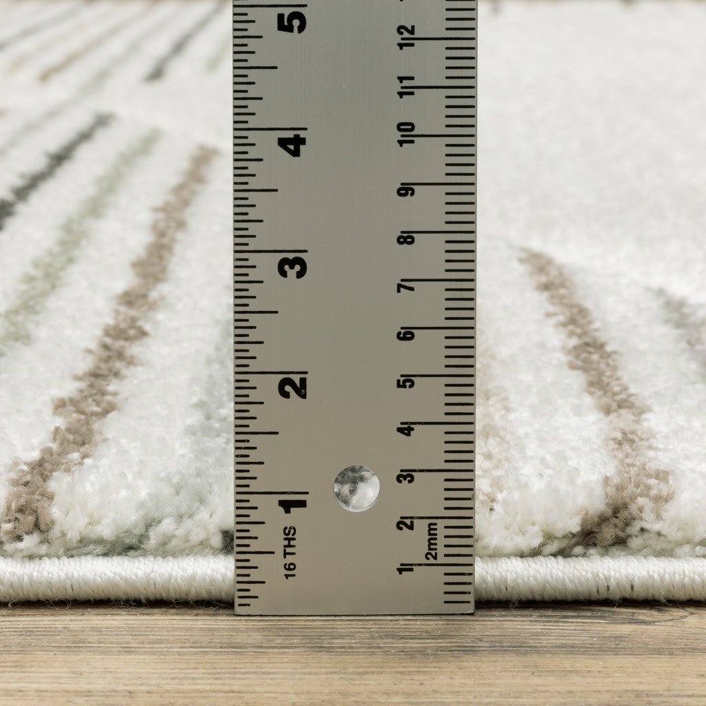 Beige Grey Sage Green Pale Blue Brown And Charcoal Geometric Power Loom Stain Resistant Area Rug - 10' x 13'