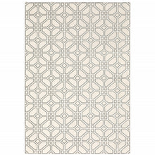 8' X 11' Ivory And Grey Geometric Power Loom Stain Resistant Area Rug