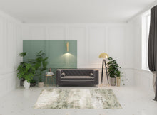 6' X 9' Beige Grey Brown And Sage Green Abstract Power Loom Stain Resistant Area Rug