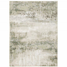 6' X 9' Beige Grey Brown And Sage Green Abstract Power Loom Stain Resistant Area Rug