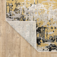 2' X 8' Grey Gold Beige Black And Brown Abstract Power Loom Stain Resistant Runner Rug